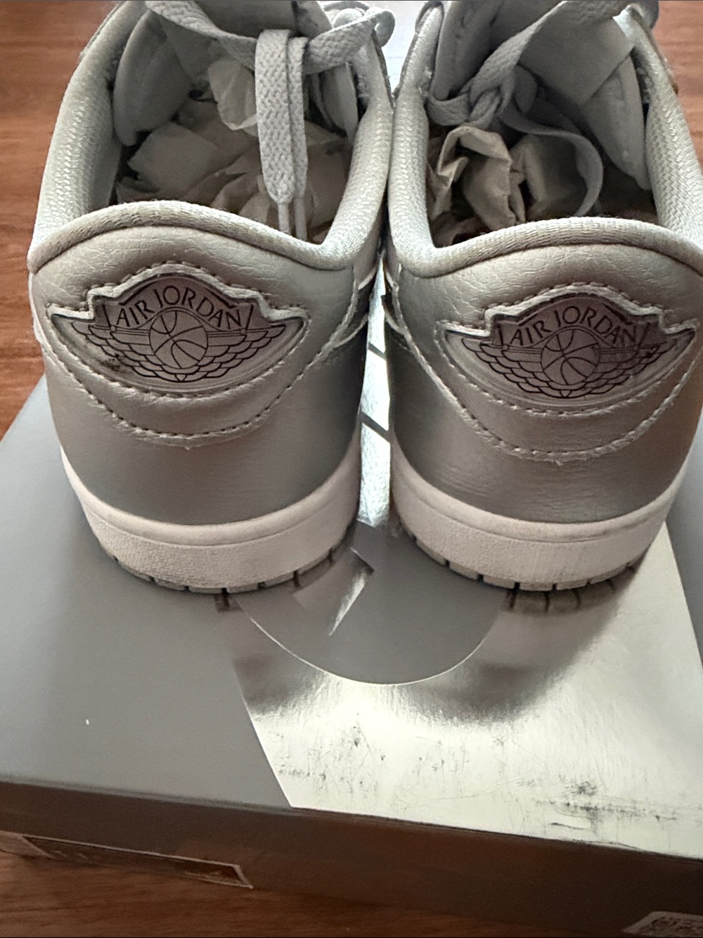 Nike Air Jordan 1 Low OG Sneakers - Light Gray with Metallic. - Picture 5 of 7